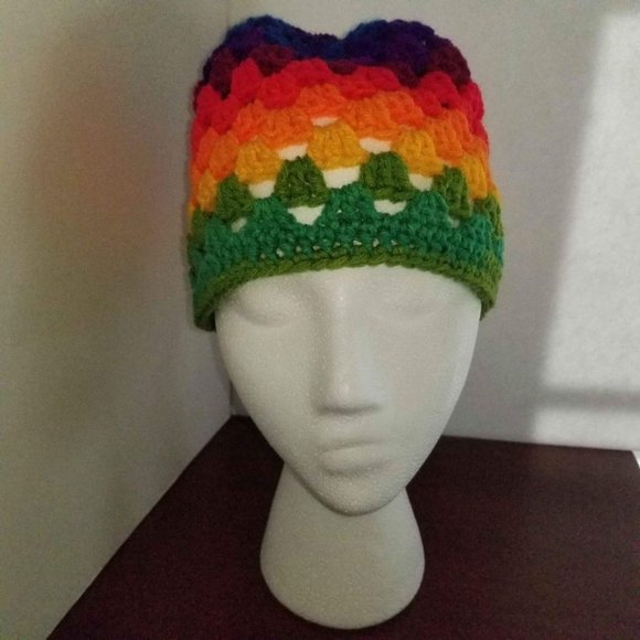 Rainbow Colorful Winter Beanie Hat - Picture 2 of 4